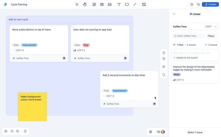 Drag and drop issues from Linear to a whiteboard in Qualdesk