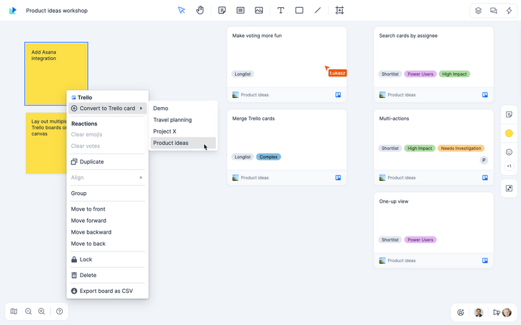 Convert a sticky note into a Trello card using Qualdesk