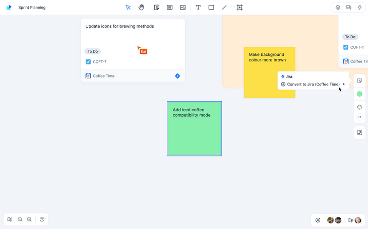 Converting a sticky note to a Jira issue in Qualdesk