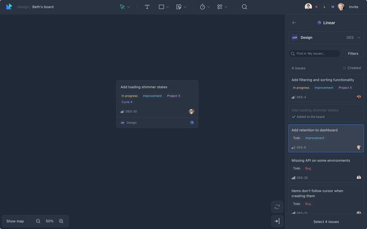 Whiteboard in dark mode