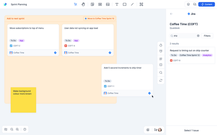 Sprint planning using a whiteboard online