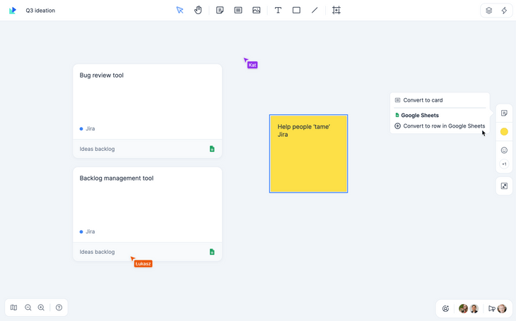 Convert a sticky note into a Google Sheets row using Qualdesk