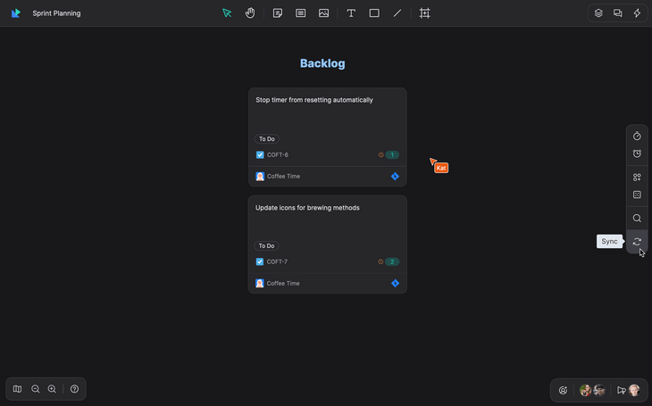 Sync estimates from planning poker from a whiteboard to Jira