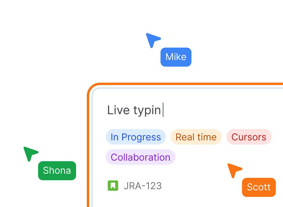 Realtime cursors and and live typing on a Jira issue